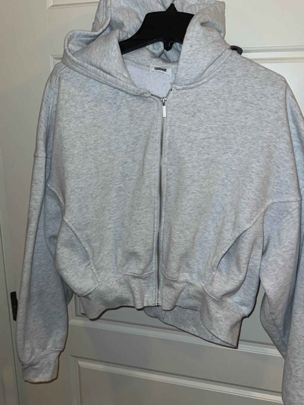 Garage Light Gray Cropped Zip Hoodie Jacket